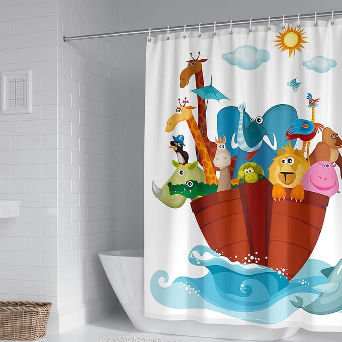Rideau de douche imperméable épaissi Impression numérique Impression par transfert thermique Venez à l'image pour personnaliser 90*180cm white
