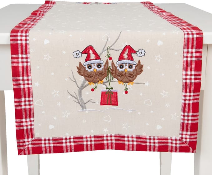 Clayre & Eef Tafelloper uiltjes - Kerst - 40 x 120 cm