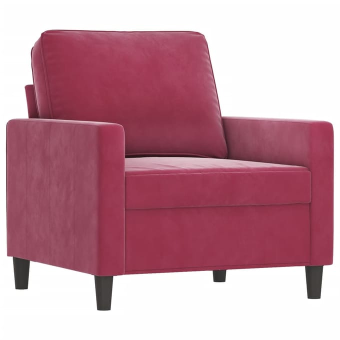 vidaXL - 3-delige - Loungeset - met - kussens - fluweel - wijnrood