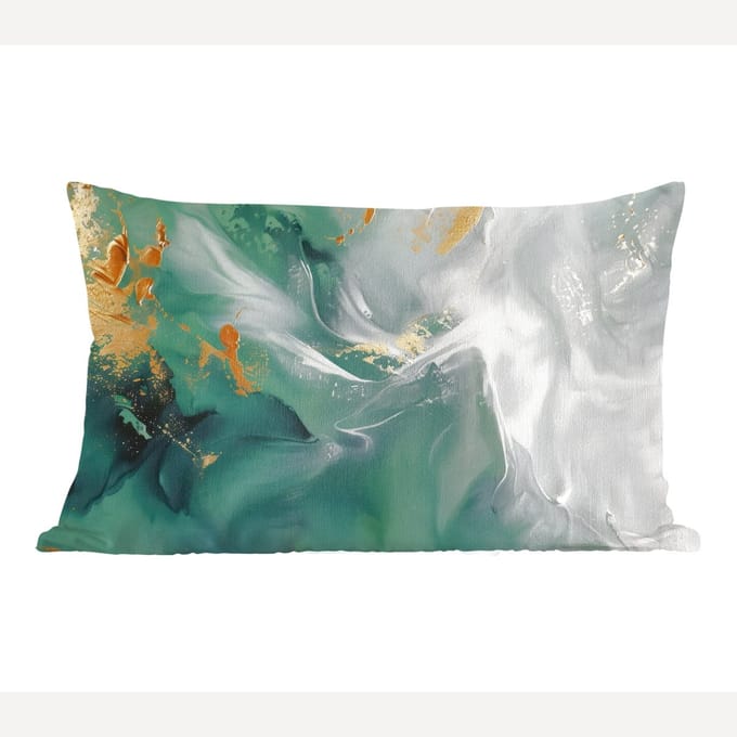 Sierkussens - Kussentjes Woonkamer - 50x30 cm - Groen - Modern - Marmer - Abstract