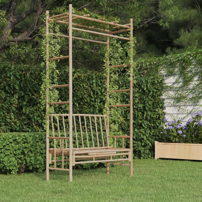 vidaXL - Tuinbank - met - pergola - 116 - cm - bamboe