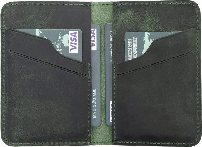 Pulledro echt leer Cardholder Pasjeshouder Portemonnee - Antic Green