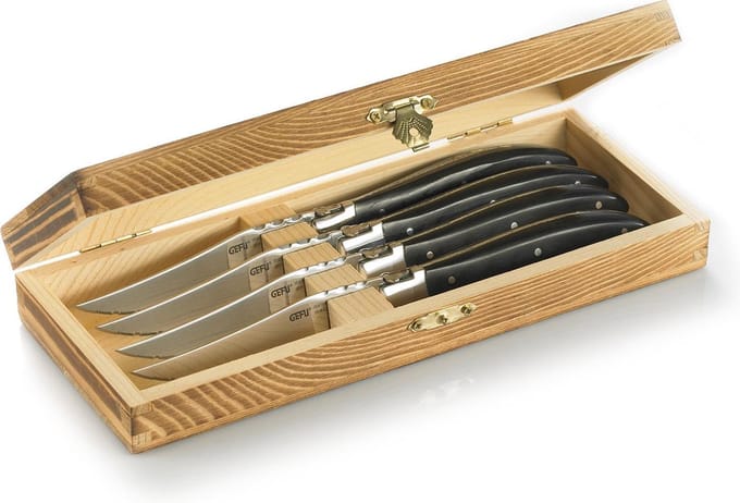GEFU BASCO Steakmesserset - 4-delig - Pakkahout - Inclusief Luxe Houten Geschenkbox