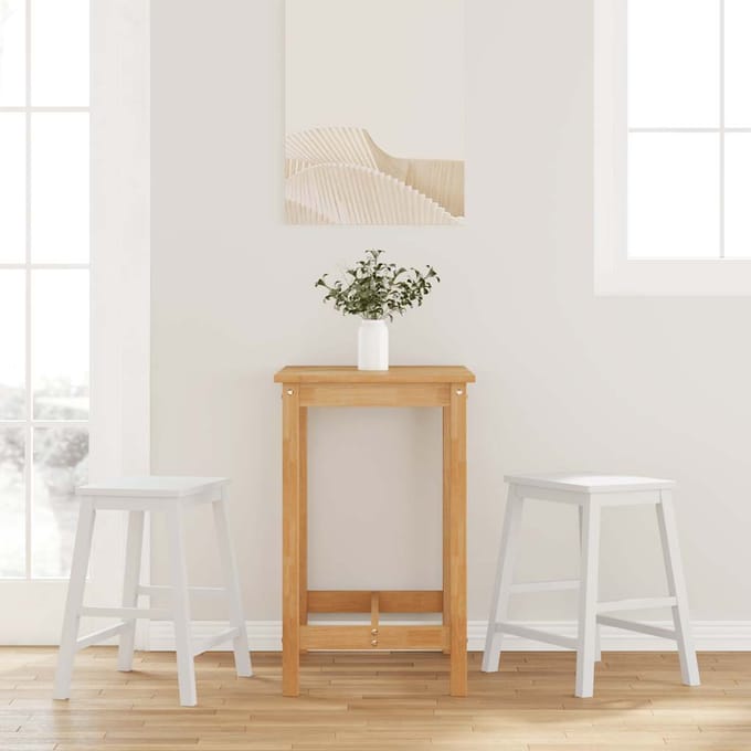 vidaXL - Barstoelen - 2 - st - massief - hout - wit