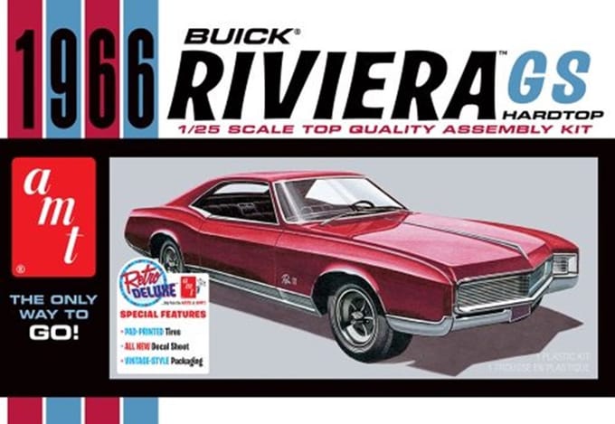 AMT Modelbouwpakket Militaire voertuigen - 1439 1966 Buick Riviera GS Hardtop - Amerikaanse Auto Plastic - 1:25 - Modelbouw