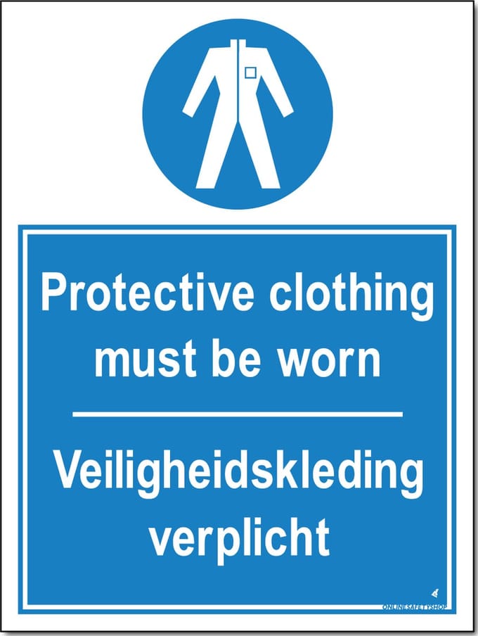 Veiligheidskleding bord - Protective clothing required - Forex - 30 x 40 cm
