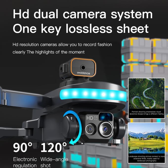 Afstandsbediening drone met camera 720P dubbele camera obstakelvermijding optische stroom drone wifi FPV Optical flow-2 battery-grey
