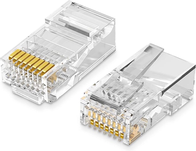RJ45 8P8C UTP Cat. twisted pair stekker. 5 5e transparant 100st.
