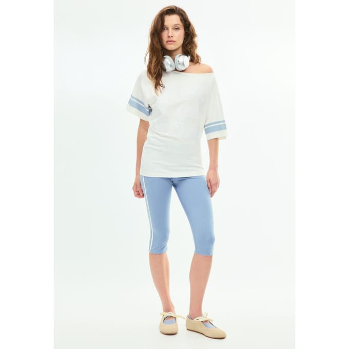 Stradivarius Capri-legging met zijstrepen  Hemelsblauw S