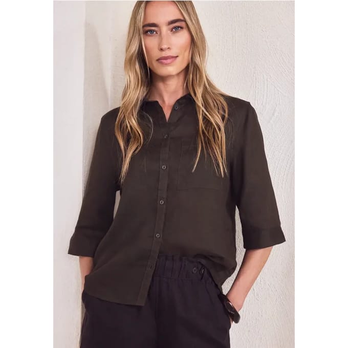 Linnen blouse met 3/4 mouwen