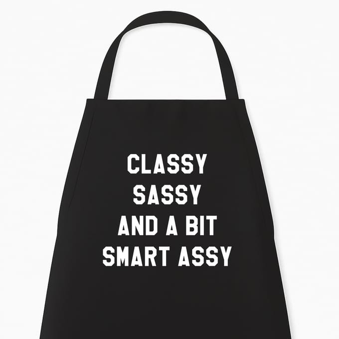 Keukenschort Classy Sassy and a bit Smart Assy, Zwart, One Size