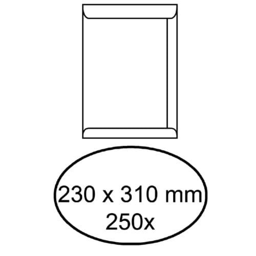 Envelop akte iezzy 230x310mm zelfklevend 100gr wit 250 stuks