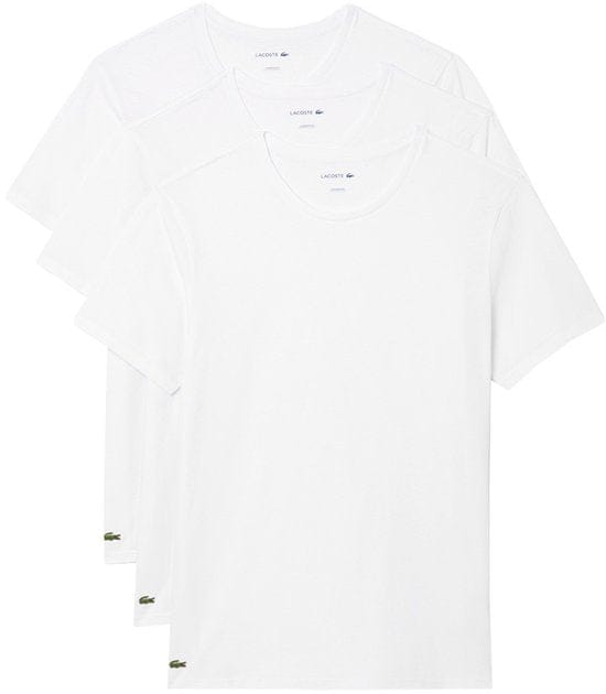 Lacoste Heren 100% Katoen Rond T-shirt Wit (3 stuks) - Maat M