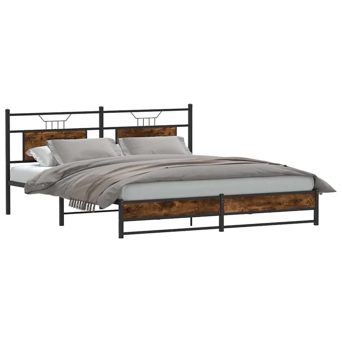 vidaXL - Bedframe - zonder - matras - hout - gerookt - eikenkleurig - 160x200 - cm