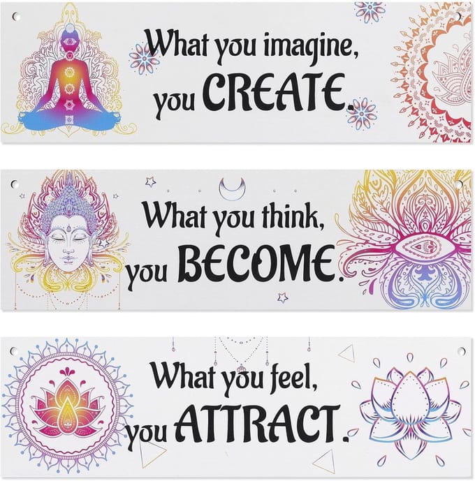 Meditatie Wanddecoratie Chakra Boeddha Houten Set van 3