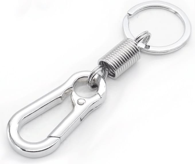 DW4Trading Karabijnhaak RVS Sleutelhanger - 10x3cm - 1 Stuks - Zilver