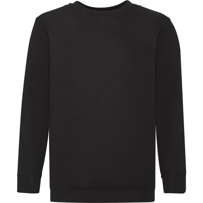 Fruit of the Loom - Kinder Classic Set-In Sweater - Zwart - 122-128