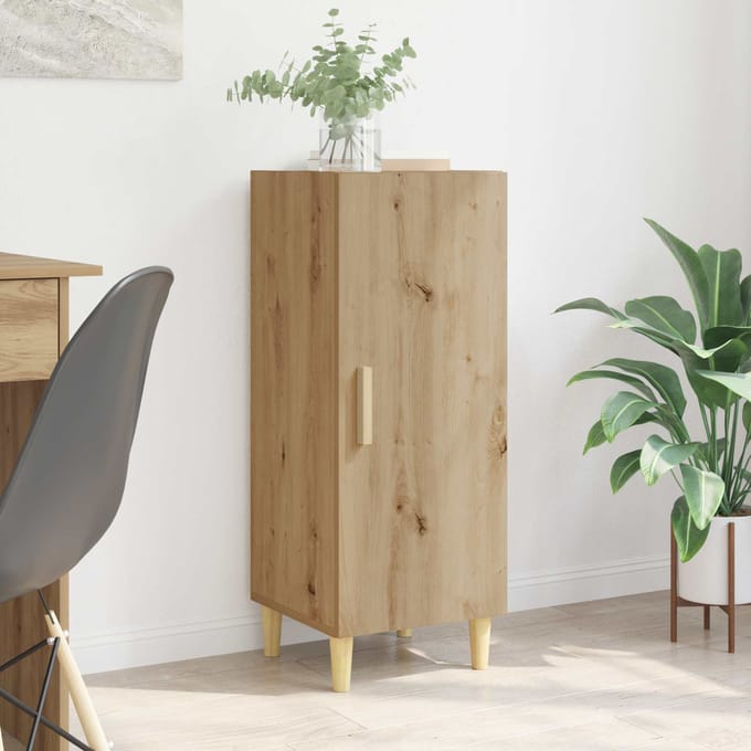vidaXL - Dressoir - Artisan - Eiken - 34,5 - x - 34 - x - 90 - cm - Bewerkt - hout