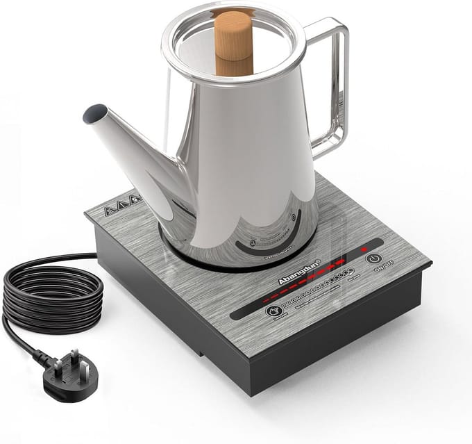 Mini-inductiekookplaat - Draagbare kookplaat - Compact koken - 5 standen instelbaar - 215 x 175 cm - Grijs