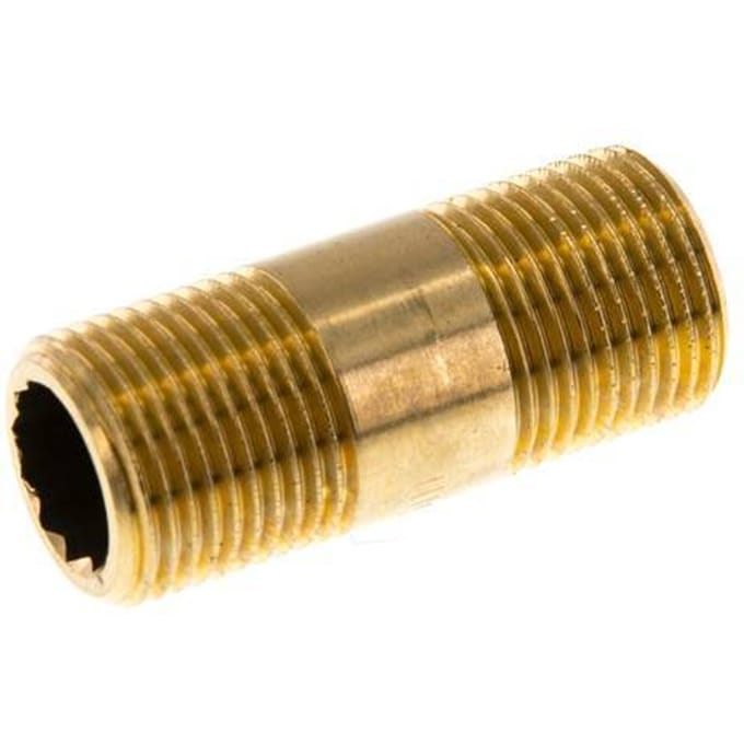 G 3/8'' Messing Dubbele Pijpnippel 16 Bar DIN 2982 - 40mm