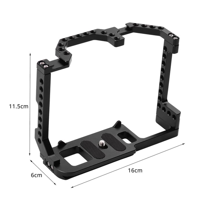 Andoer camerakooi aluminiumlegering met dubbele koude schoenbevestiging 1/4 inch schroef compatibel met Canon zwart
