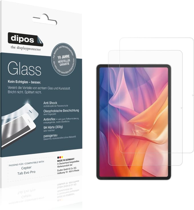 dipos – 2x Matte Pantserfolie geschikt voor Cepter Tab Evo Pro | 9H Screenprotector