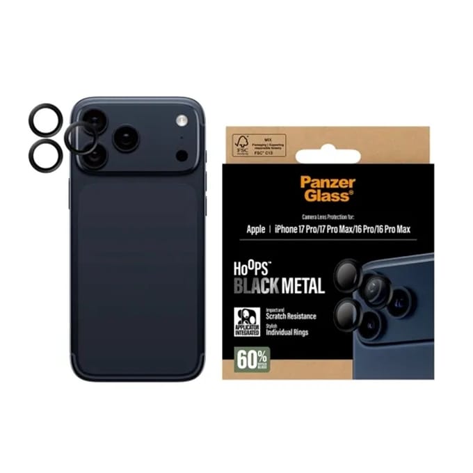PanzerGlass Screenprotector geschikt voor Apple iPhone 17 Pro Glazen | PanzerGlass Hoops Camera Lens Protector - Case Friendly