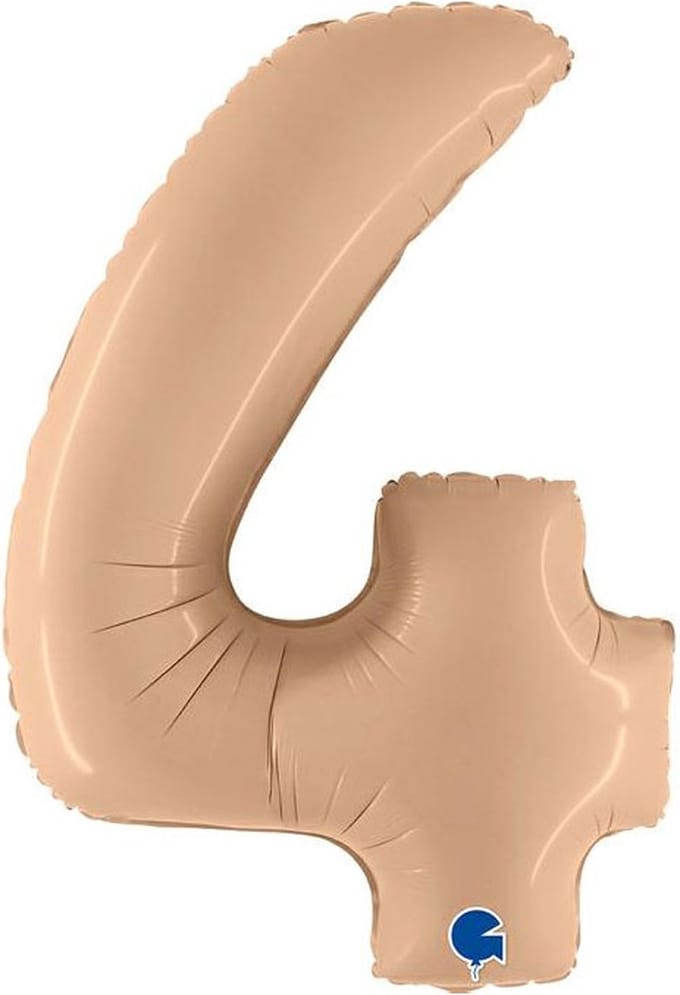 Folieballon Cijfer 4 Satin Nude - 100 cm