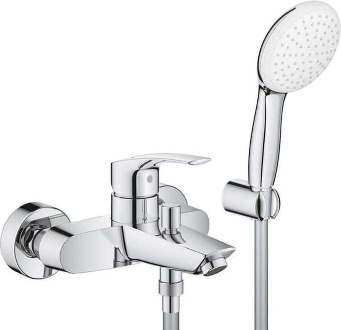 Grohe Eurosmart Badmengkraan - eengreeps - met doucheset - met omstel - chroom