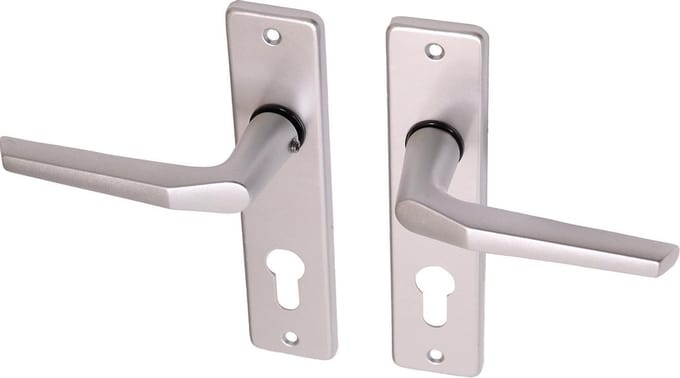 Wovar Deurkruk met schild aluminium duimmodel PC72 | Per Set