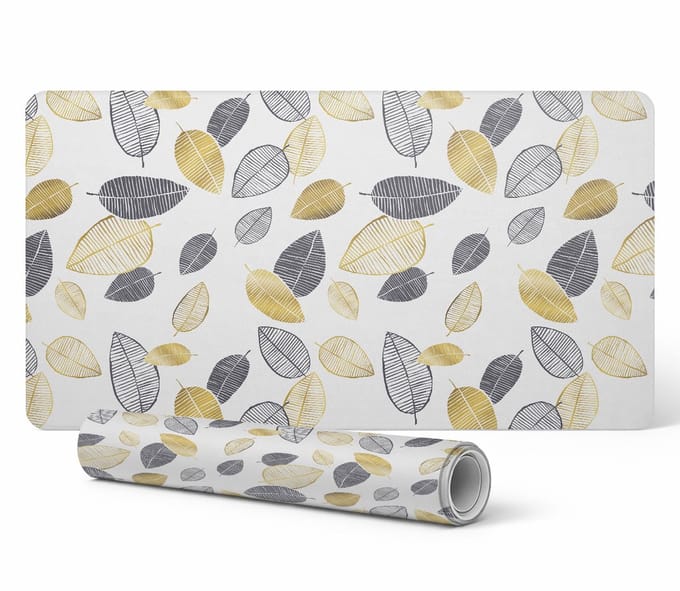 Designer beschermmat voor laptops, retro bladmotief, 90x45 cm