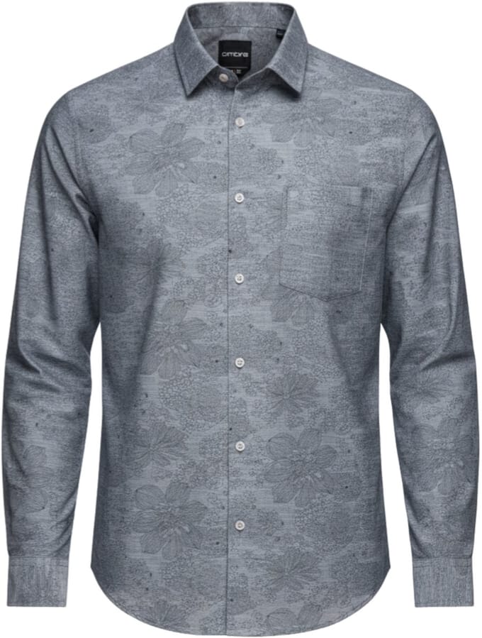 OMBRE Overhemd - Regular Fit - Katoen - Lange Mouw Lichtgrijs M