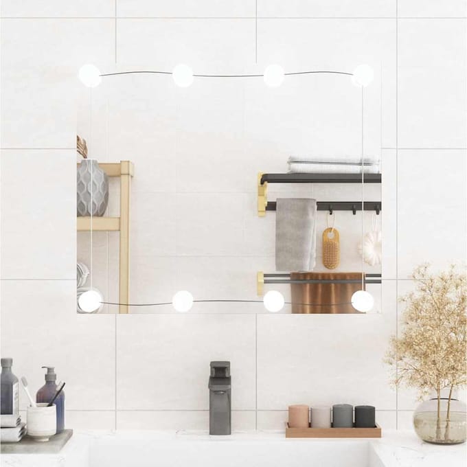 vidaXL - Wandspiegel - met - LED's - rechthoekig - 50x60 - cm - glas