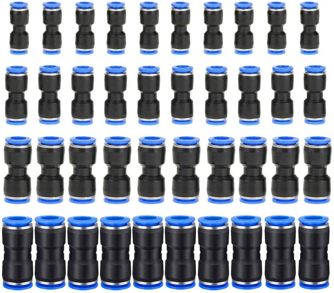 Dailygoods - 40 Stuks Pneumatische Rechte Connectoren - Snelkoppeling Air Push