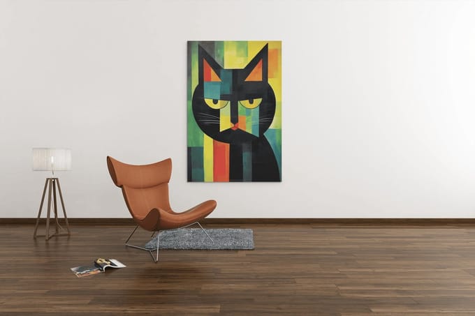 Canvas Schilderij Dieren - Abstract - Kat - Portret - 120x80x2 cm