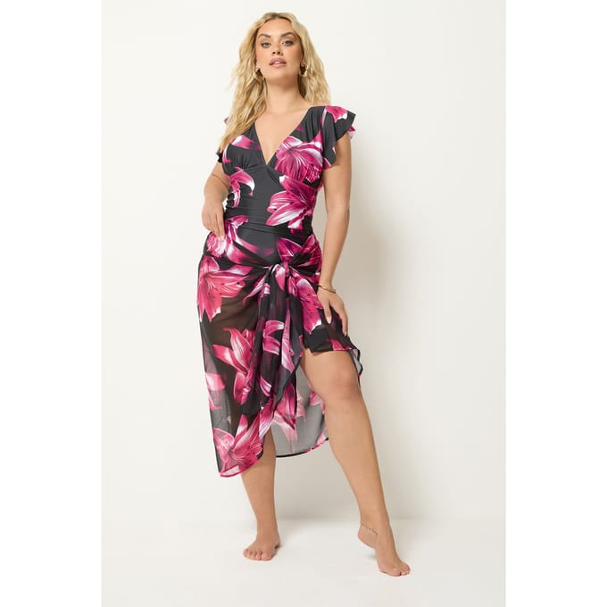 Yours Roze Bloemenprint Wikkelstrand Sarong Size One Size