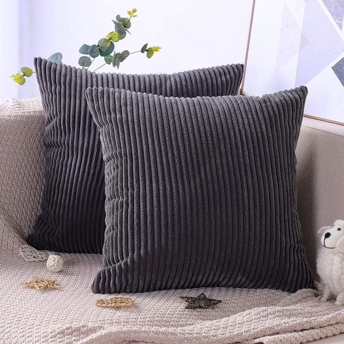 2-Pack Kussensloop - Gestreepte Hoes 40x40 cm - Voor Bank,Bed en Auto - grijs
