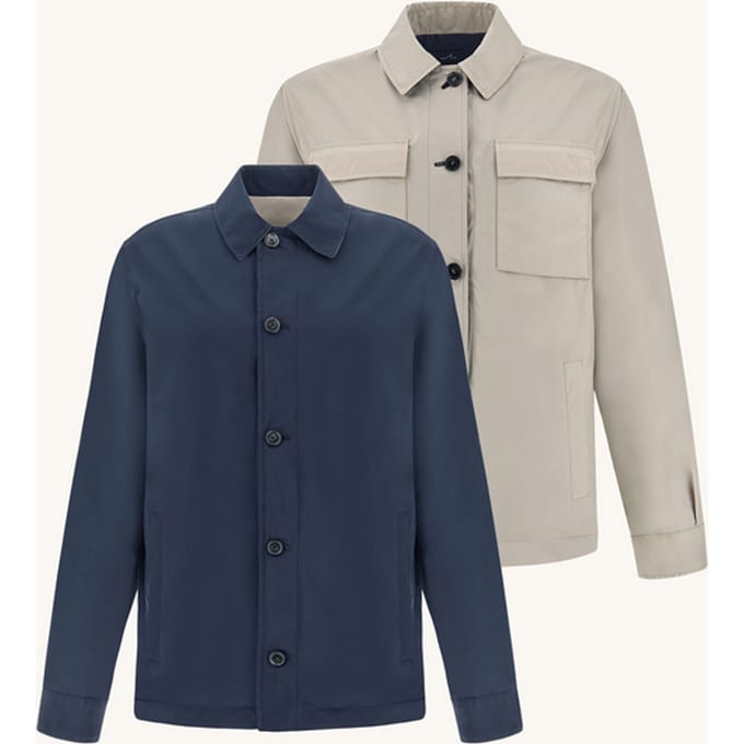 Omkeerbare overshirt tyfoon platina man blue-beige