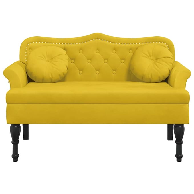 vidaXL - Bankje - met - kussens - 120,5x65x75 - cm - fluweel - geel