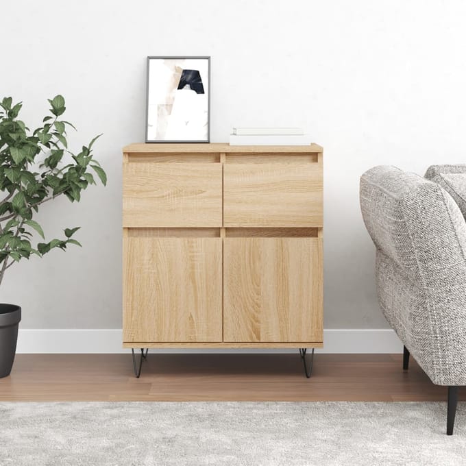 vidaXL - Dressoir - 60x35x70 - cm - bewerkt - hout - sonoma - eikenkleurig