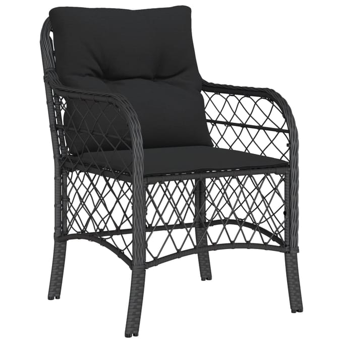 vidaXL - 7-delige - Tuinset - met - kussens - poly - rattan - zwart