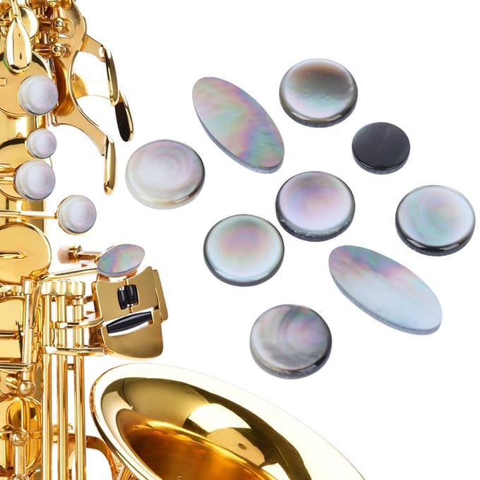 9 stuks Saxofoon Knop Pad Set Zwart en Wit Sax Sleutel Knop Muziekinstrument Accessoires gray
