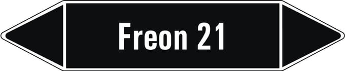 Freon 21 leidingmarkering op vel, zwart 126 x 26 mm - 5 per vel