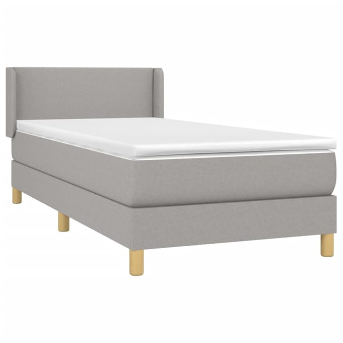 vidaXL - Boxspring - met - matras - stof - lichtgrijs - 100x200 - cm