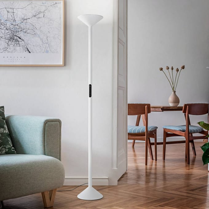 Fabas Luce LED vloerlamp Tratto, wit, metaal, CCT, dimbaar