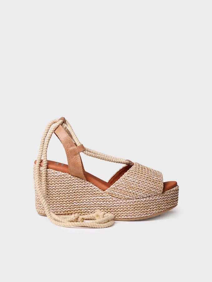 Dames espadrilles met hoge schacht van raffia | TAMESIS
