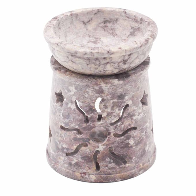 Kleine zeepstenen oliebrander 8 cm - Zon & Sterren