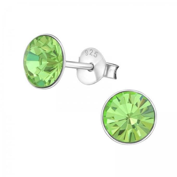 Zilveren oorknop, Peridot kristal (3MM)