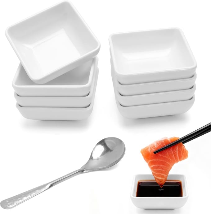 SolidKeus - Set van 8 Mini Dip Dishes met RVS Lepel