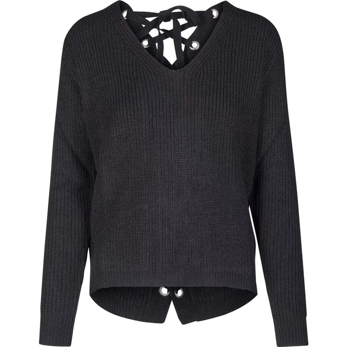 Urban Classics - Back Lace Up Sweater/trui - M - Zwart